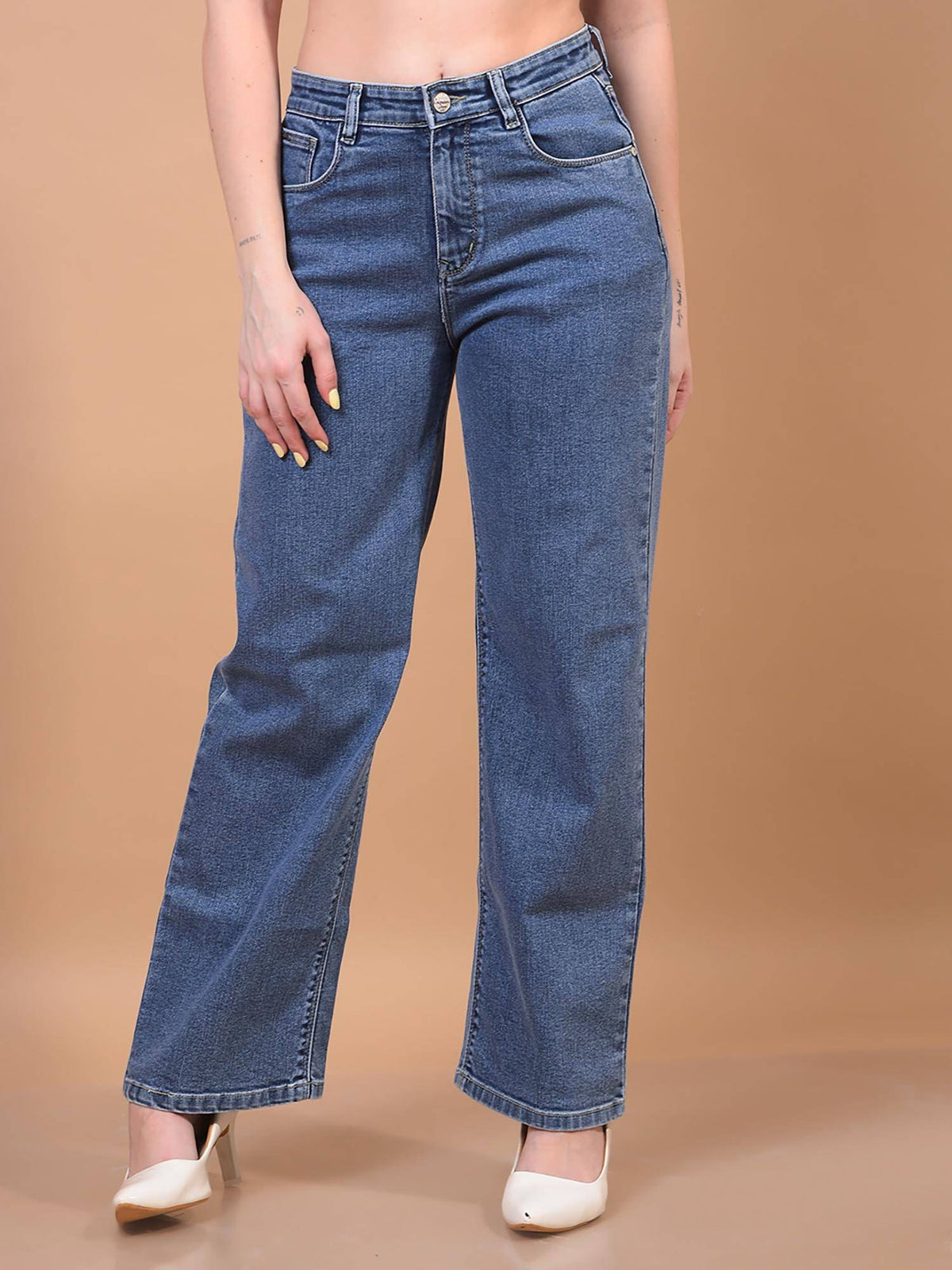 Womens Blue Wide-Leg Jeans | BG78 - view 1