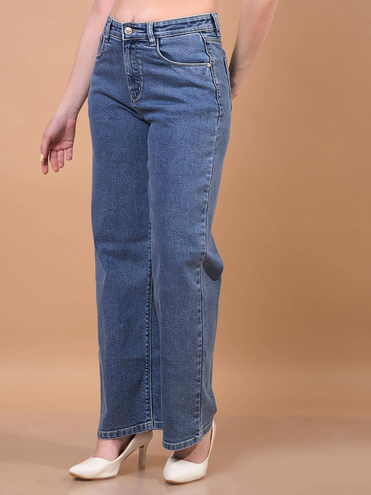 Womens Blue Wide-Leg Jeans | BG78 - view 4