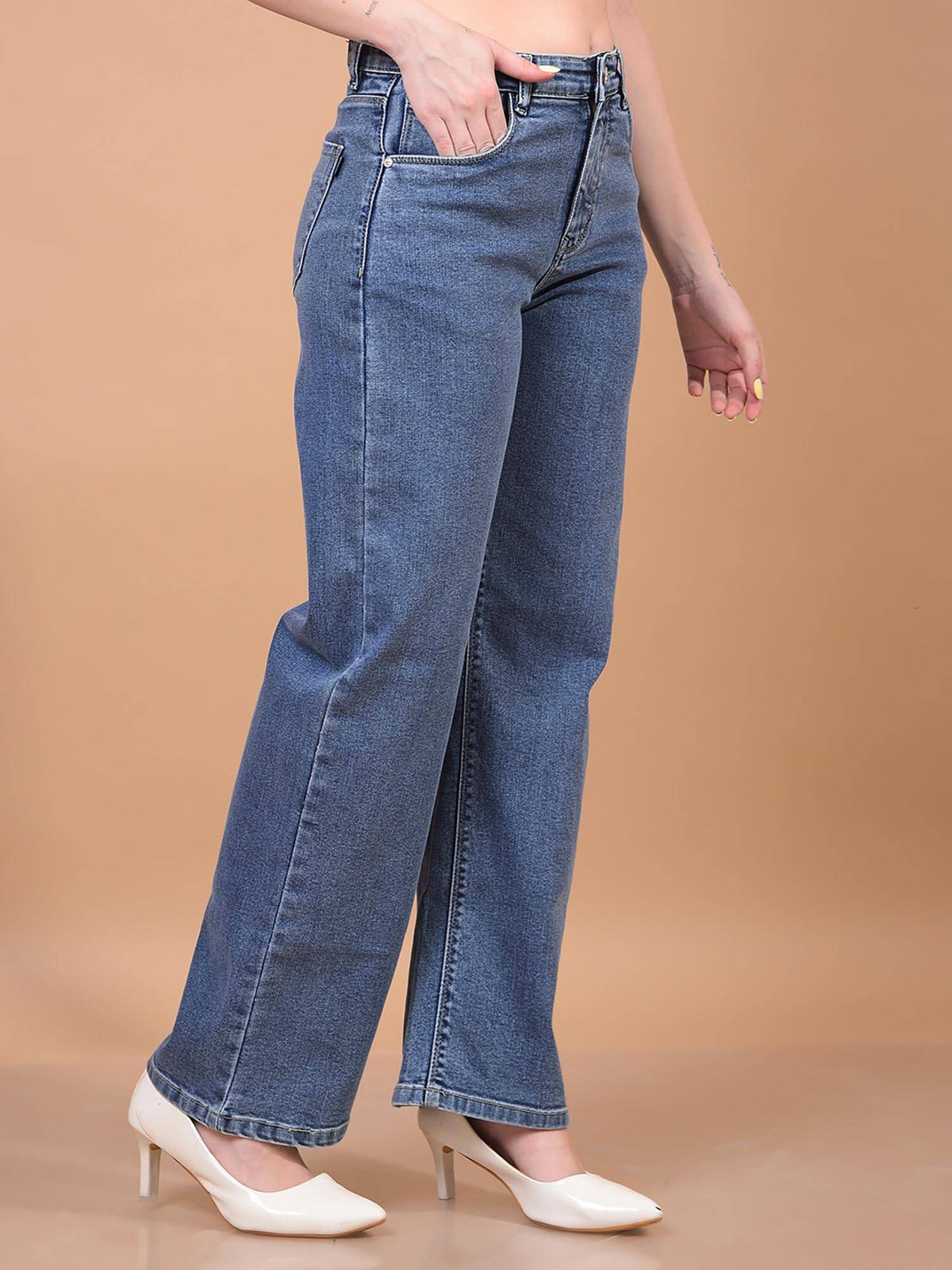 Womens Blue Wide-Leg Jeans | BG78 - view 5