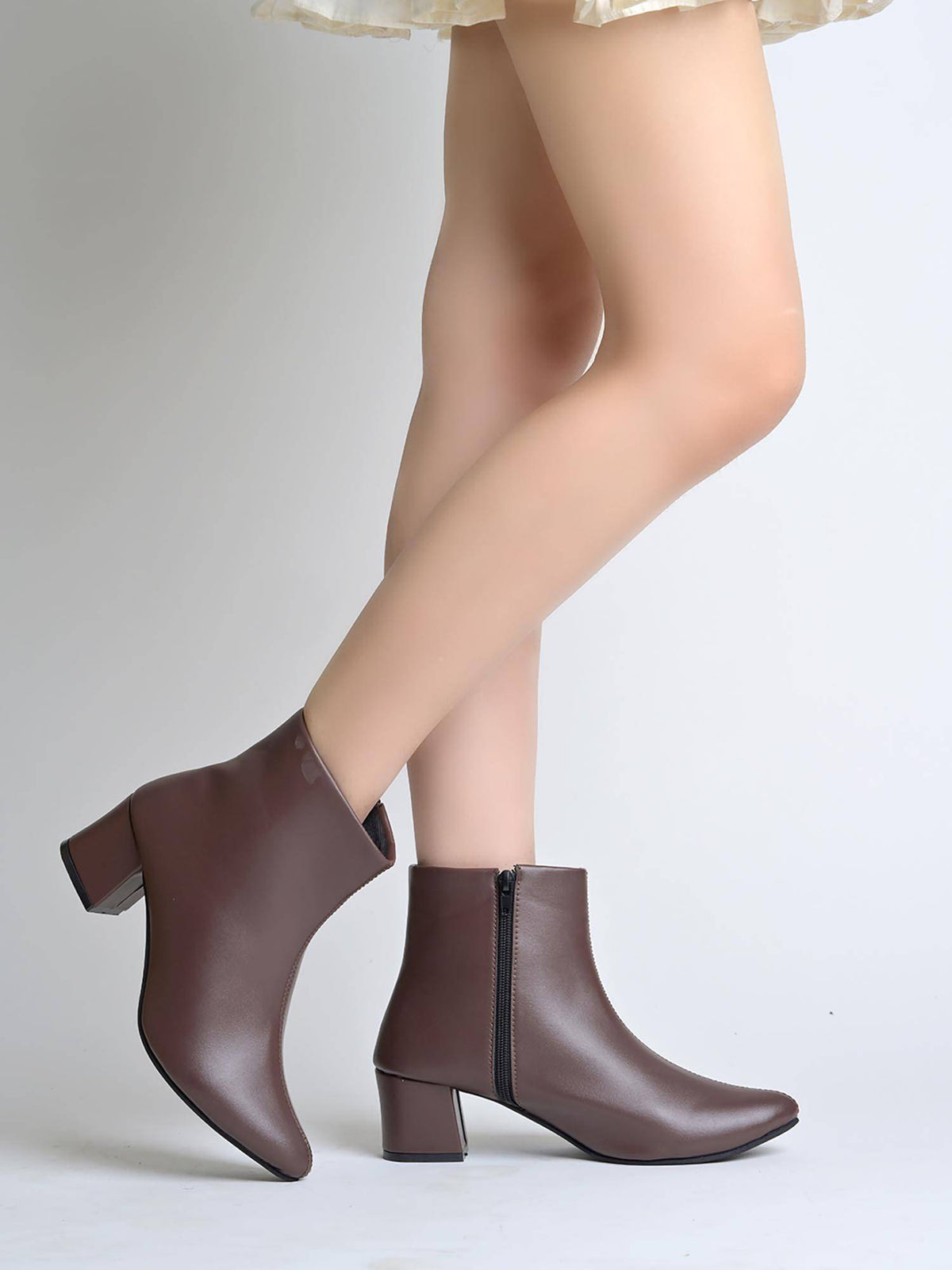 Smart Casual Zip Detailed Tan Boots for Women | BT61 - view 9