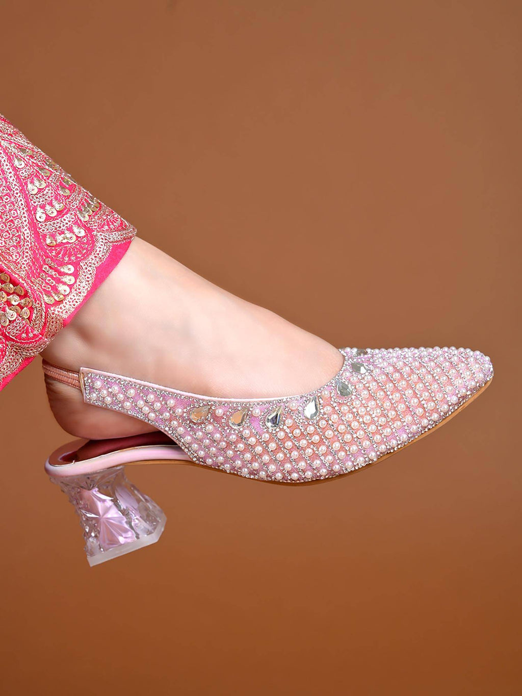 Women Pink Block Heels | H78 - view 3