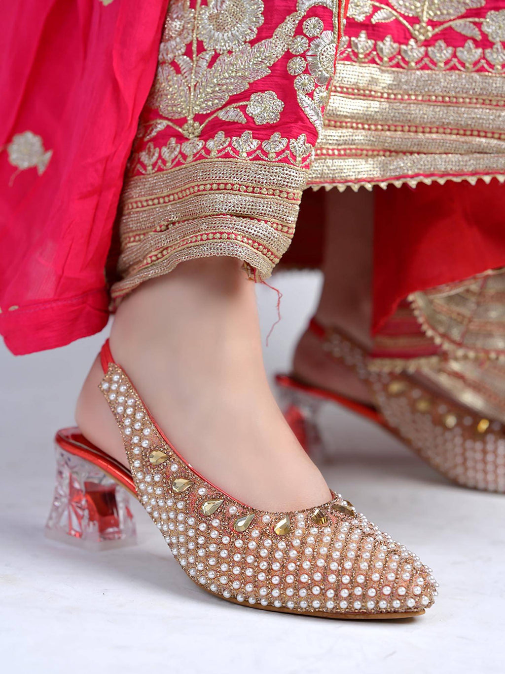 Women Red Block Heels | H78 - view 2