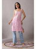 Baby Pink Rayon Chikankari Embroidered Stylish Kurta | U3S - view 1