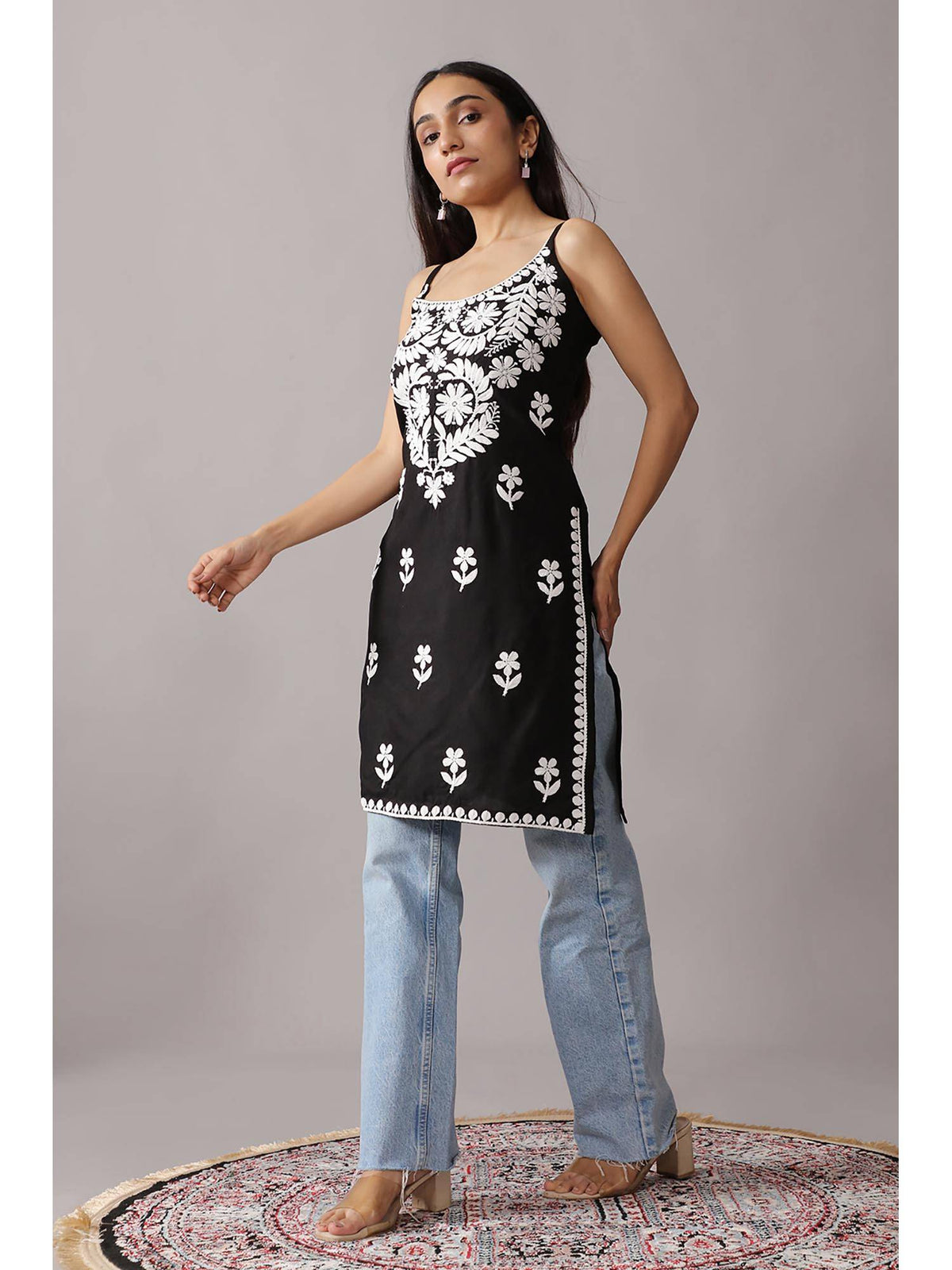 Baby Pink Rayon Chikankari Embroidered Stylish Kurta | KDG - view 9