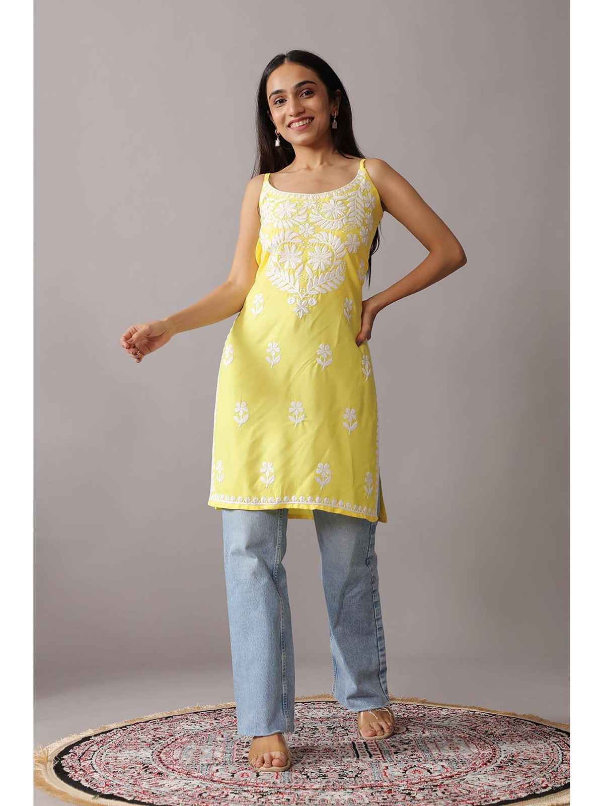 Baby Pink Rayon Chikankari Embroidered Stylish Kurta | KDG - view 19