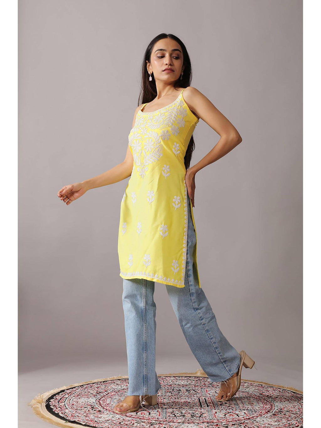 Baby Pink Rayon Chikankari Embroidered Stylish Kurta | U3S - view 9