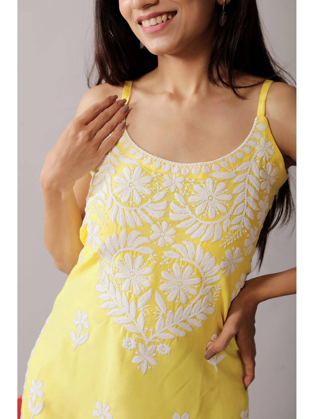 Baby Pink Rayon Chikankari Embroidered Stylish Kurta | U3S - view 12