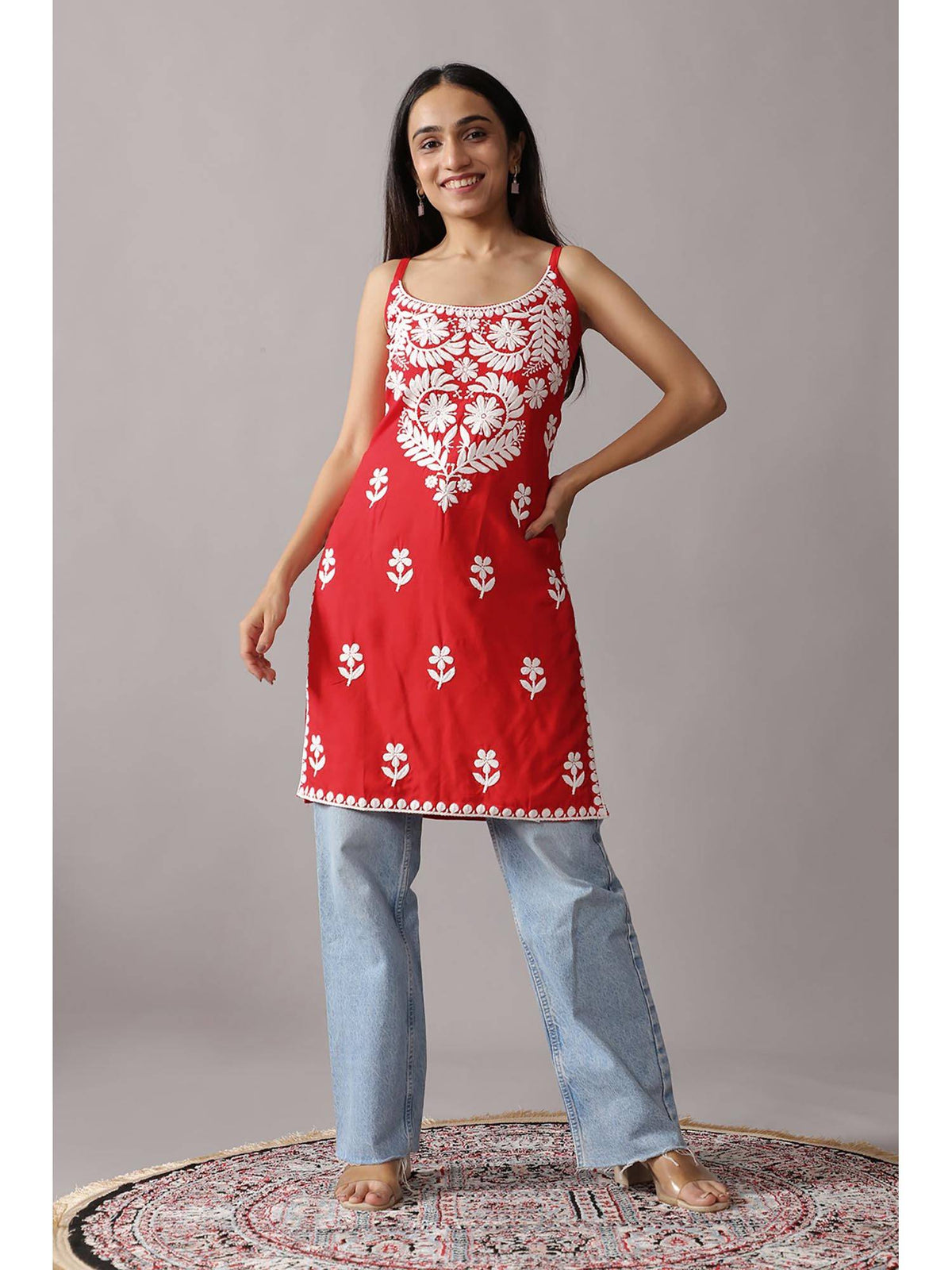 Baby Pink Rayon Chikankari Embroidered Stylish Kurta | U3S - view 13