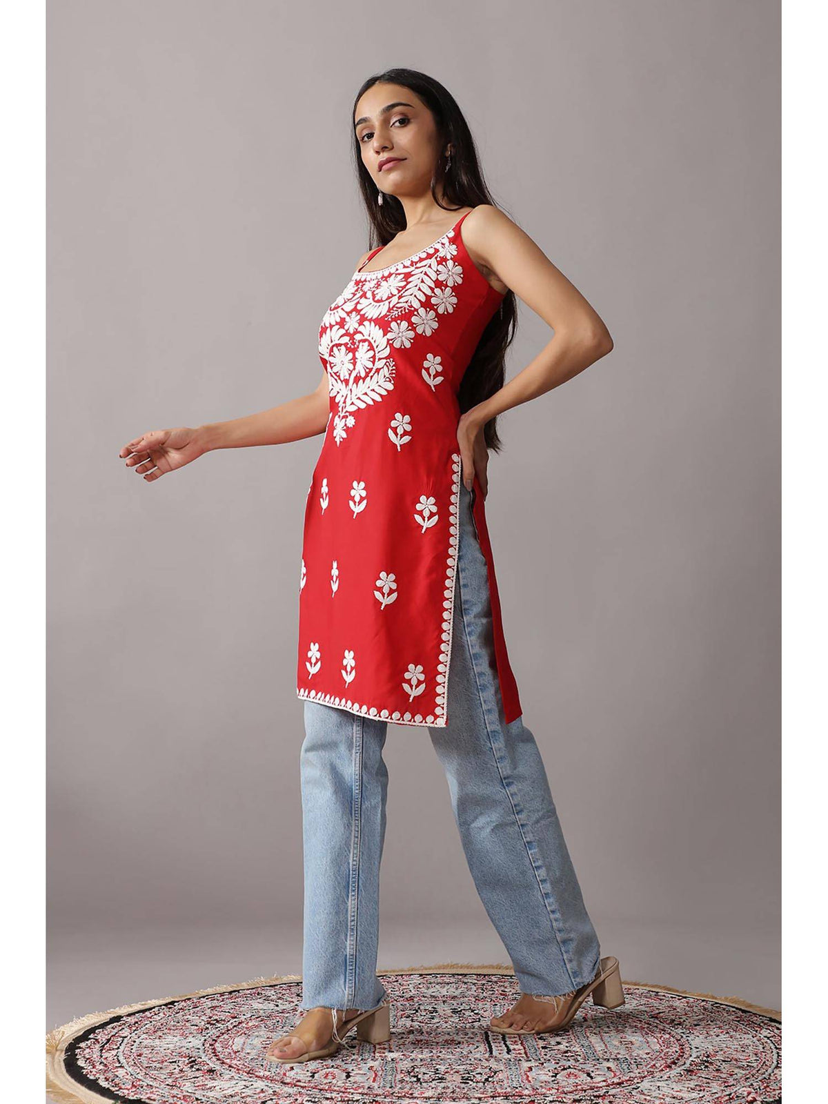 Baby Pink Rayon Chikankari Embroidered Stylish Kurta | U3S - view 15
