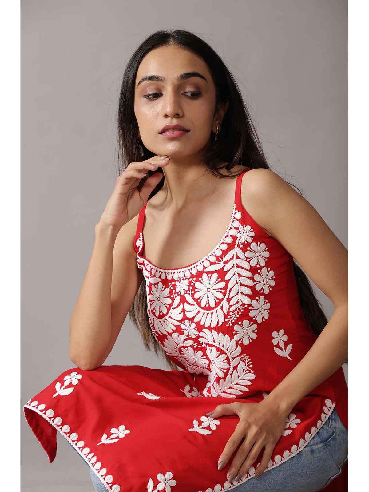 Baby Pink Rayon Chikankari Embroidered Stylish Kurta | FY93 - view 17
