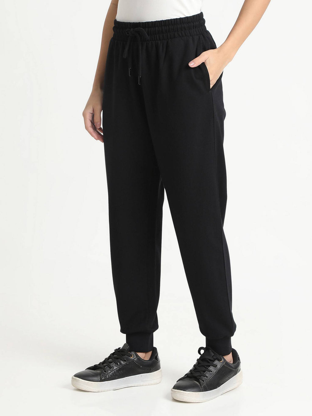 Women Black Tapered Solid Joggers | WJ89 - view 3