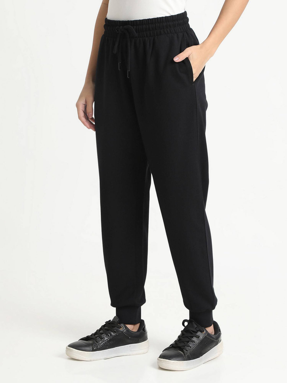Women Black Tapered Solid Joggers | WJ89 - view 3