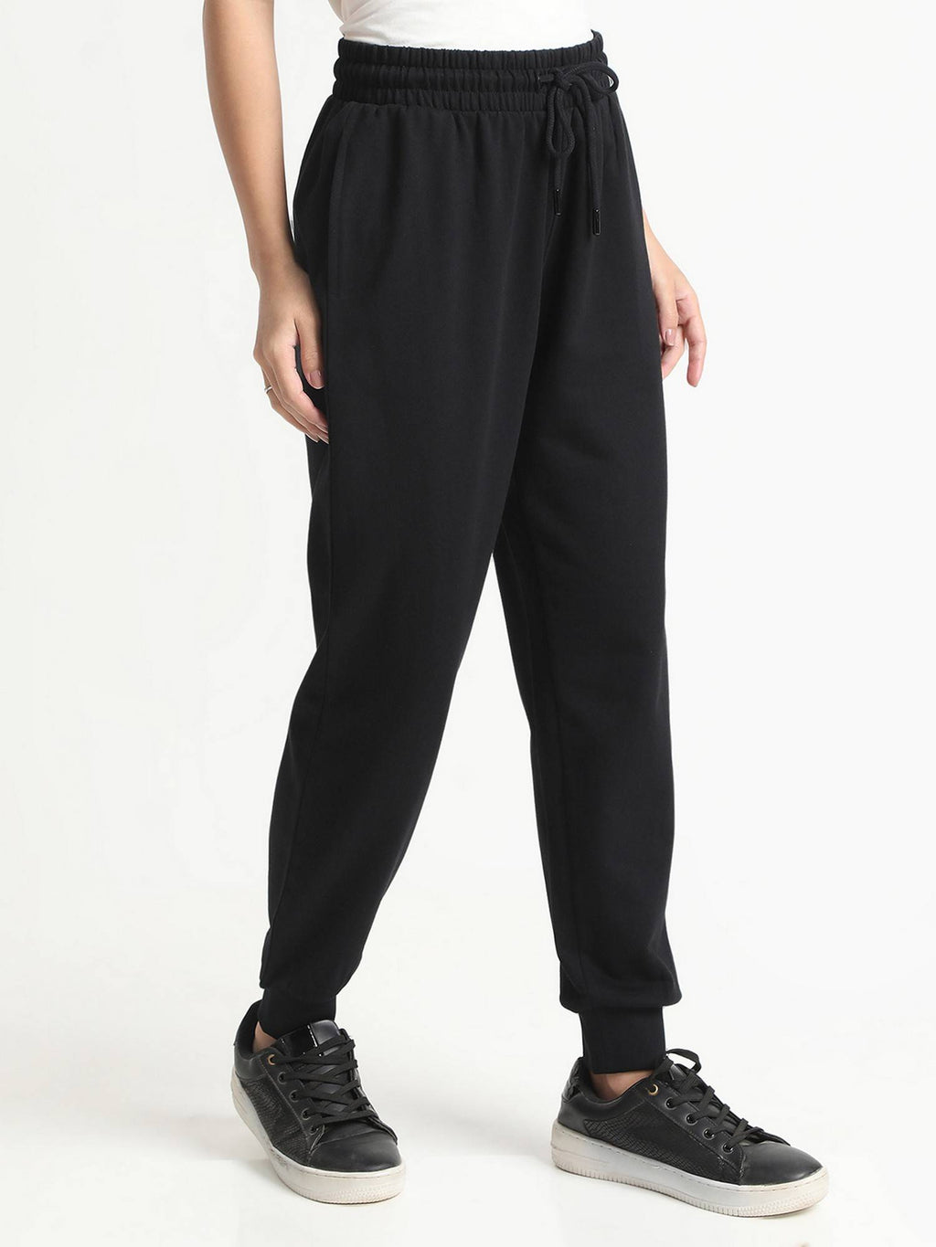 Women Black Tapered Solid Joggers | WJ89 - view 4