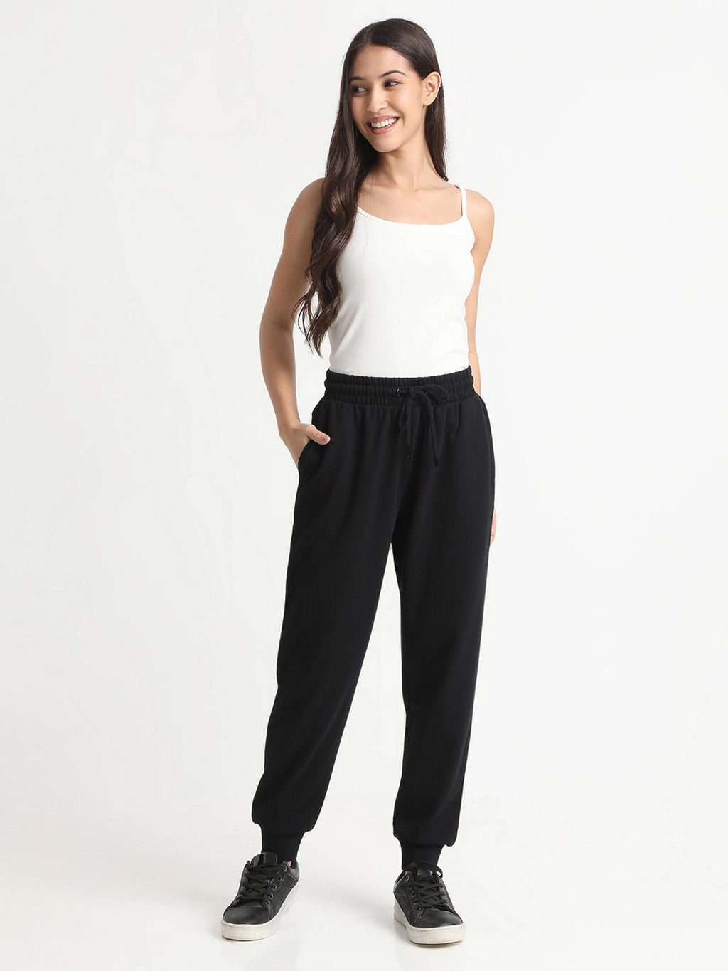 Women Black Tapered Solid Joggers | WJ89 - view 7