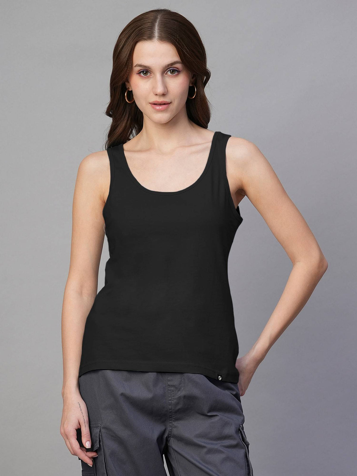 Women White Cotton Solid Tank Top | TT98 - view 31