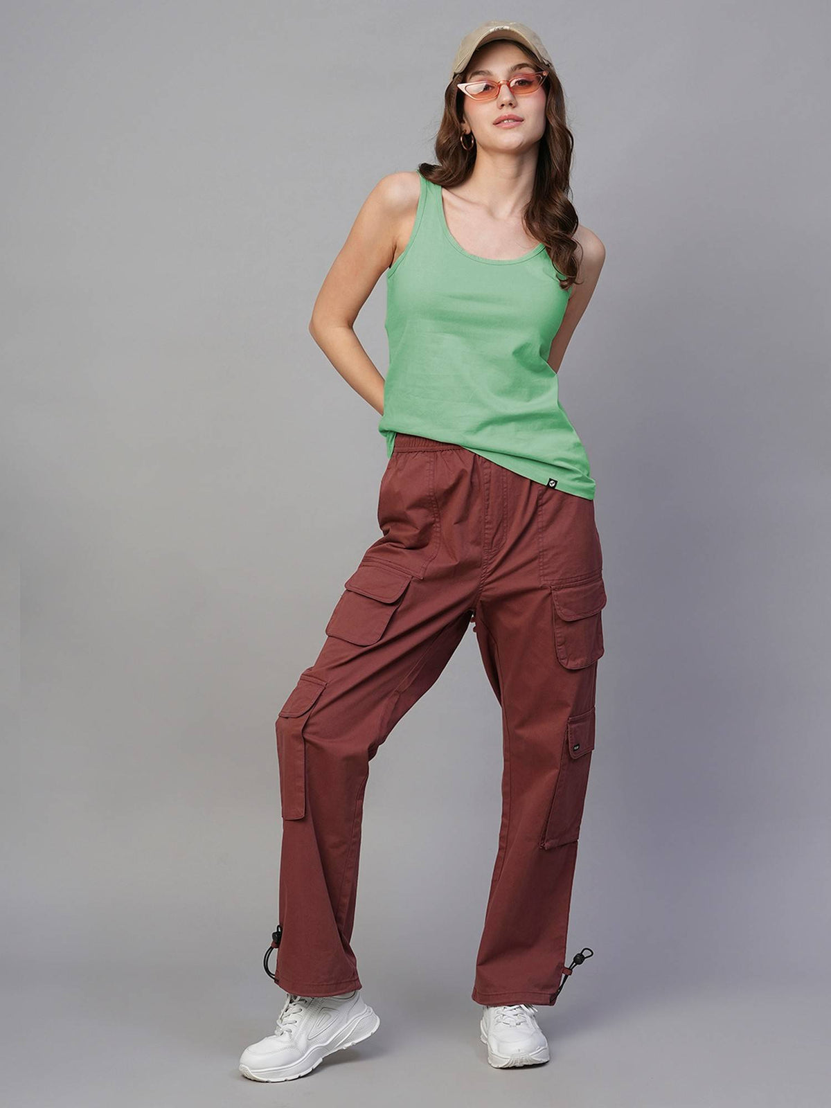 Women Green Cotton Solid Tank Top | TT98 - view 5