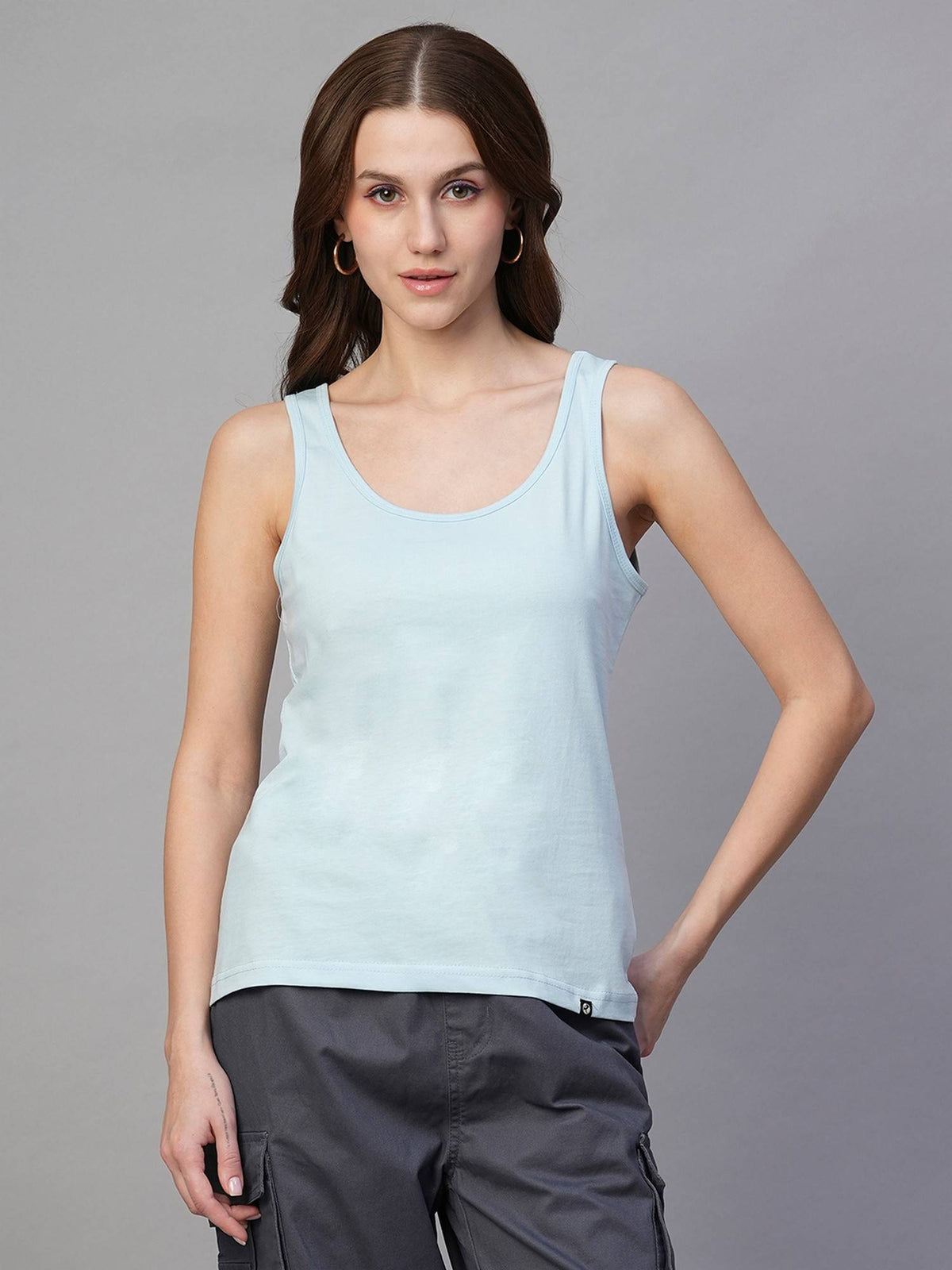 Women Pink Cotton Solid Tank Top | TT98 - view 41