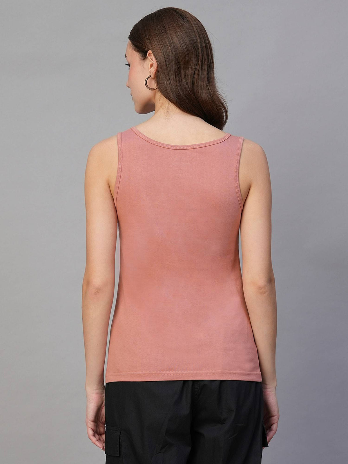 Women Pink Cotton Solid Tank Top | TT98 - view 2