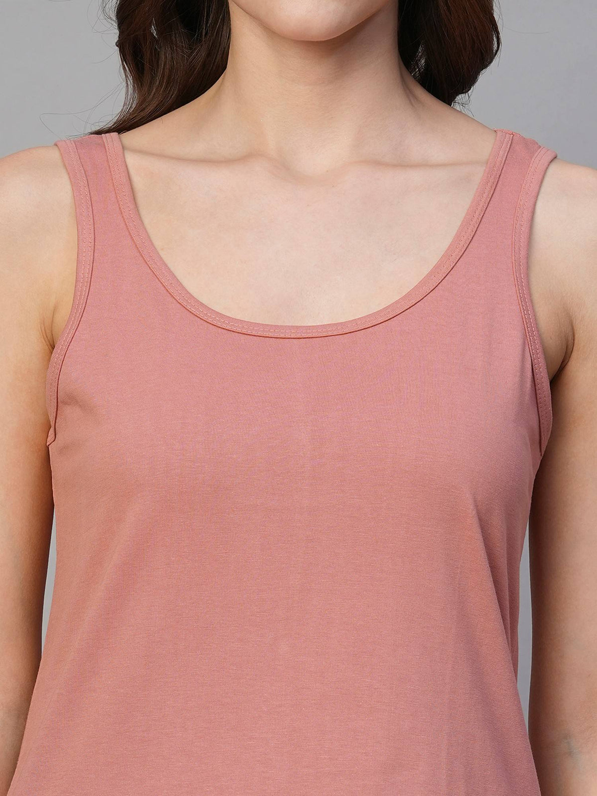 Women Pink Cotton Solid Tank Top | TT98 - view 4