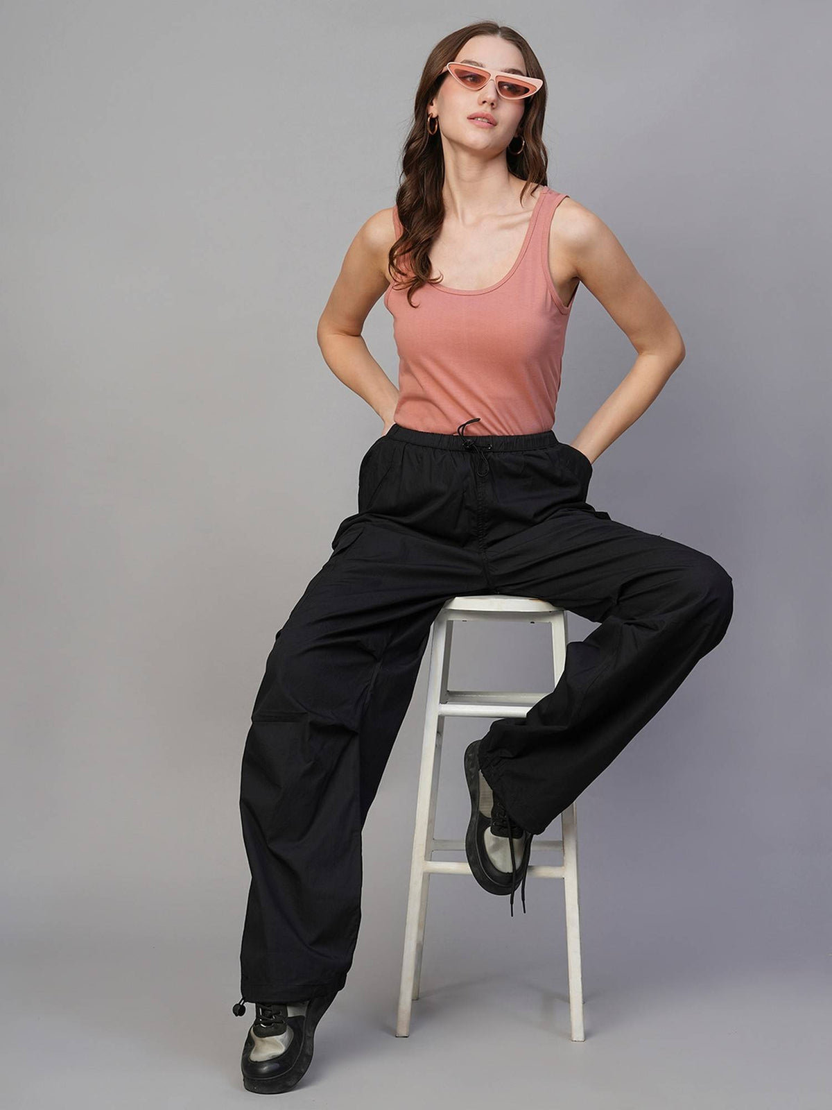 Women Pink Cotton Solid Tank Top | TT98 - view 5