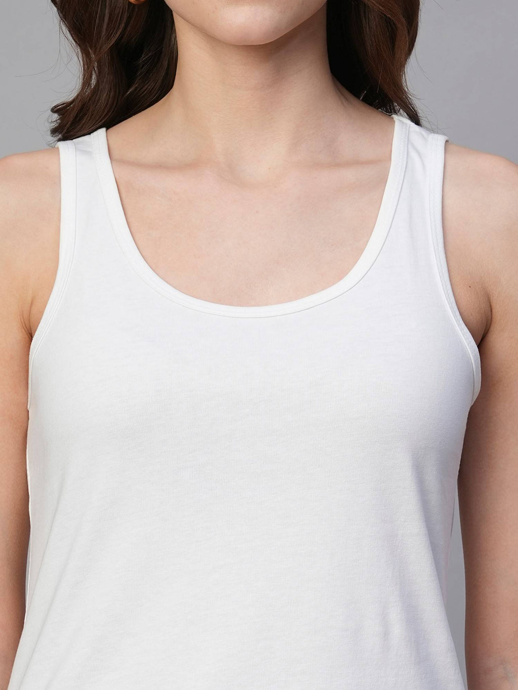 Women White Cotton Solid Tank Top | TT98 - view 4