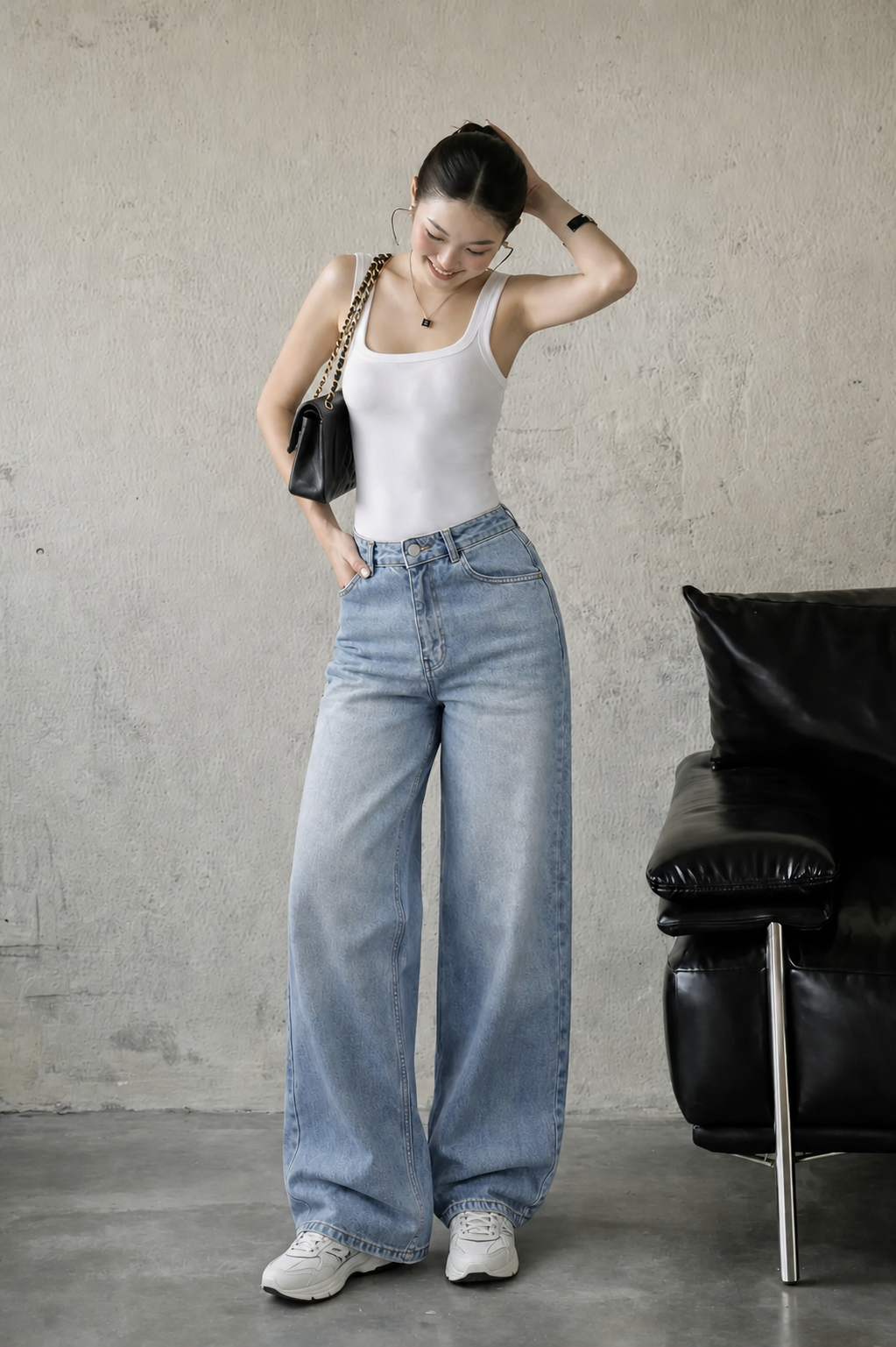 Bling Bleach Wide Leg Jeans