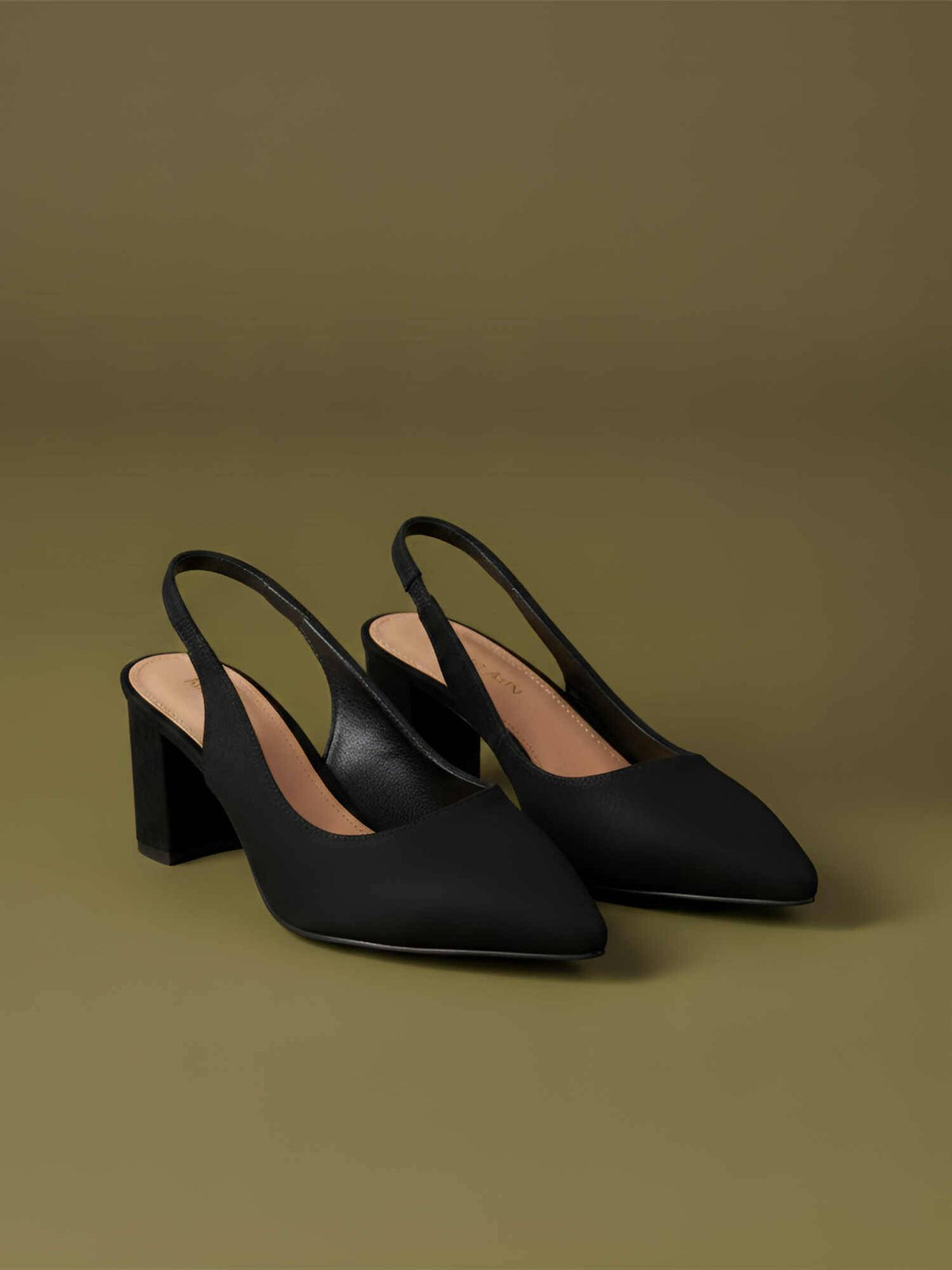 Black Synthetic Pointed Toe Heels | H78 - view 1