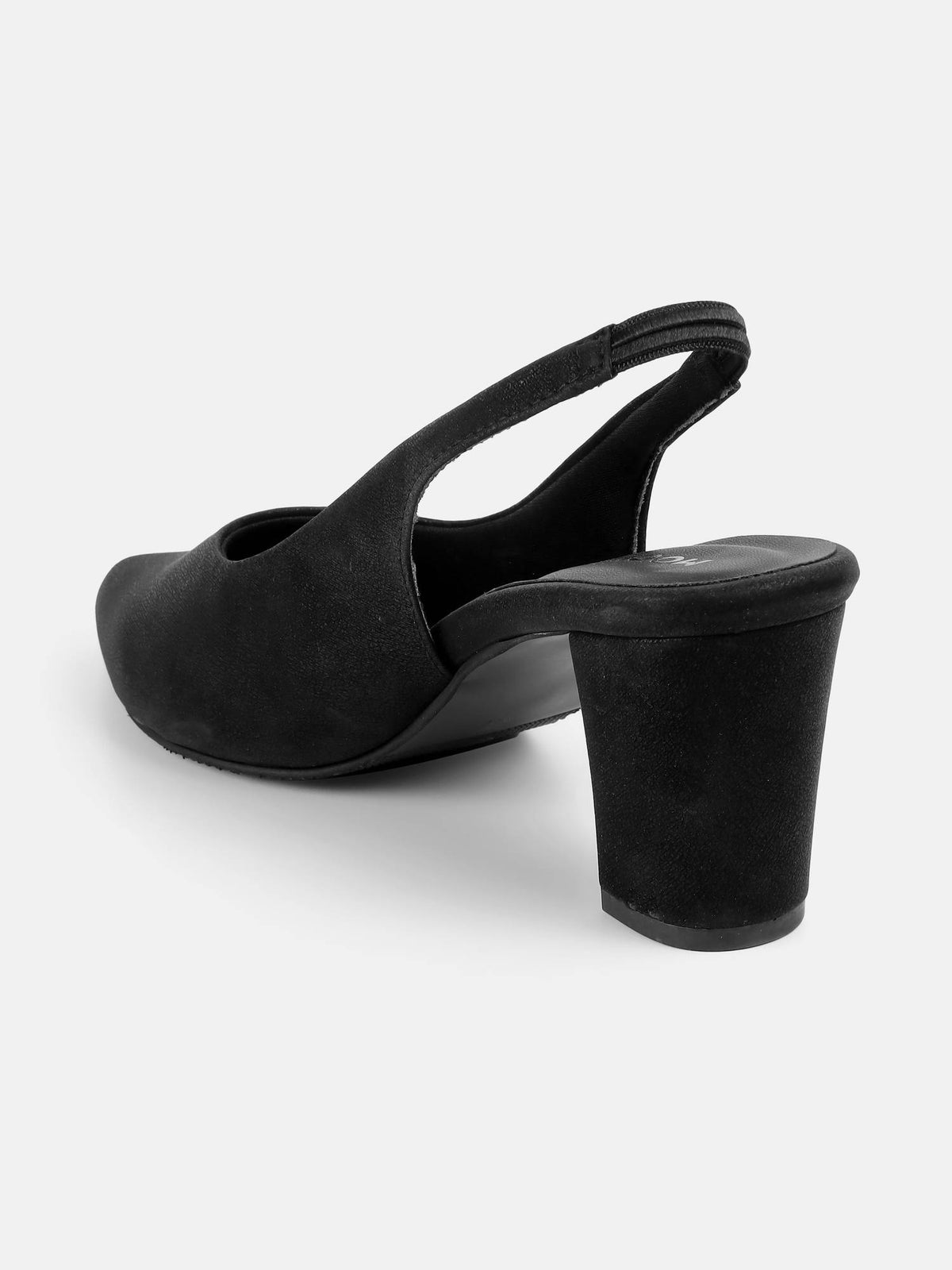 Black Synthetic Pointed Toe Heels | H78 - view 2