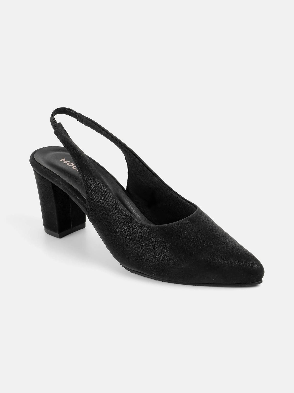 Black Synthetic Pointed Toe Heels | H78 - view 3