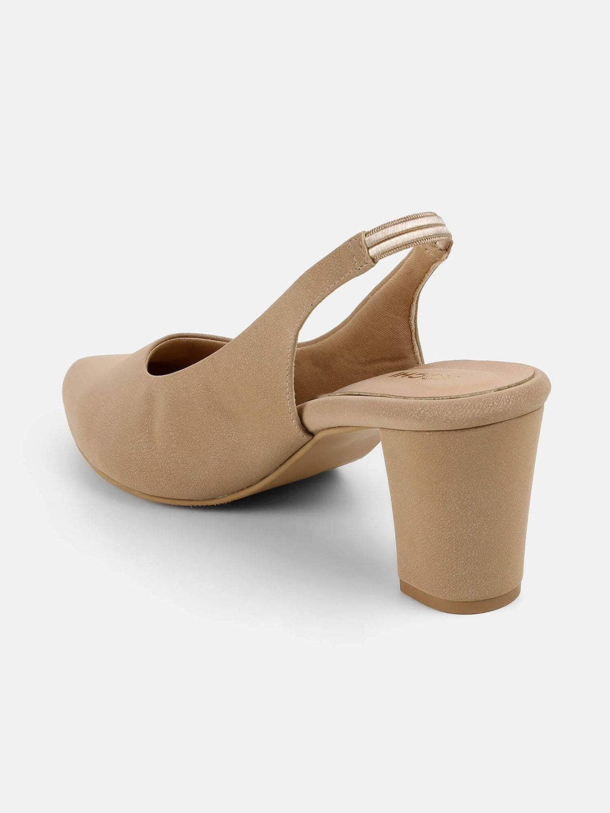 Beige Synthetic Pointed Toe Heels | H78 - view 2