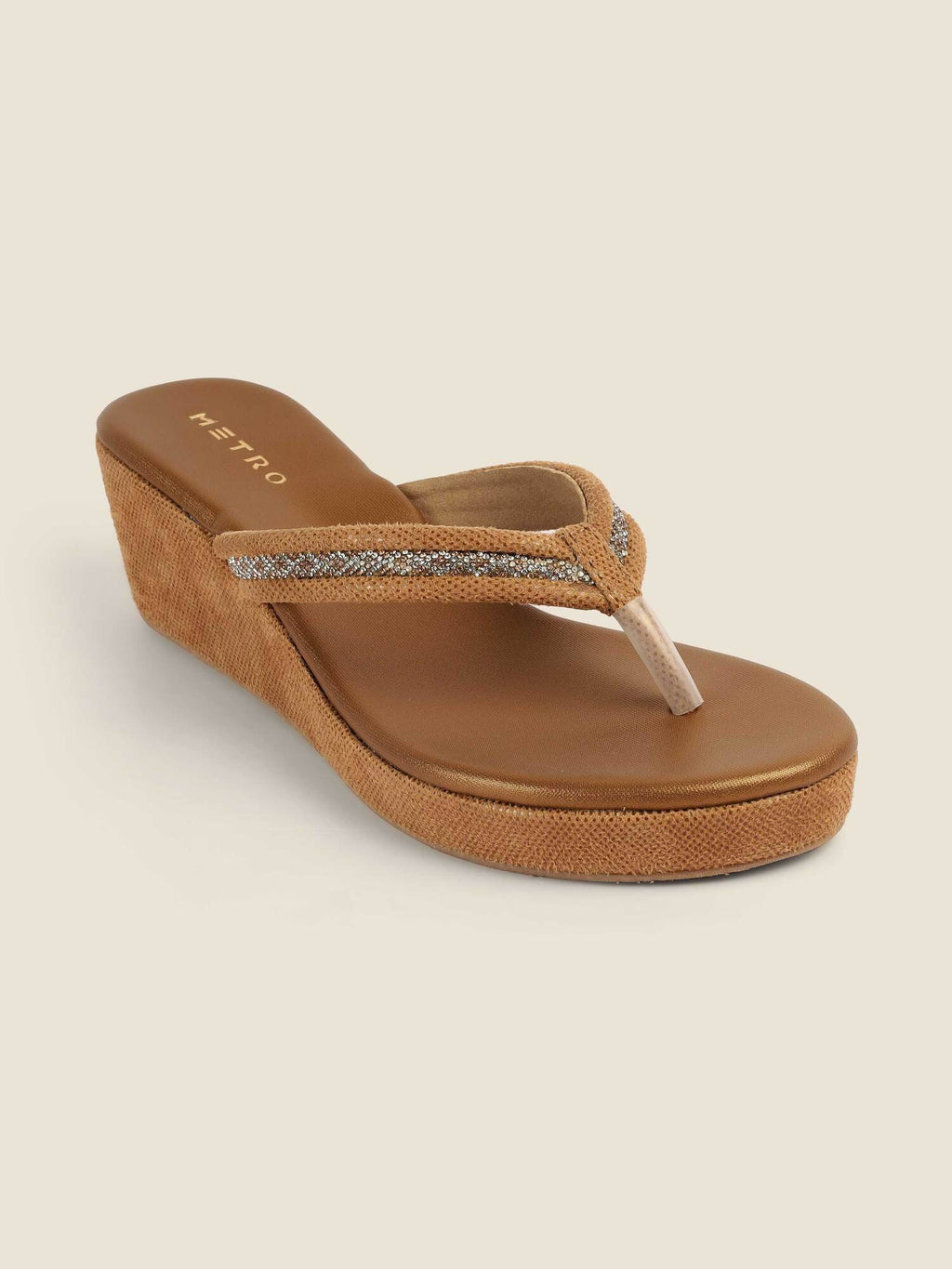 Brown Synthetic Round Toe Wedges | H78 - view 3
