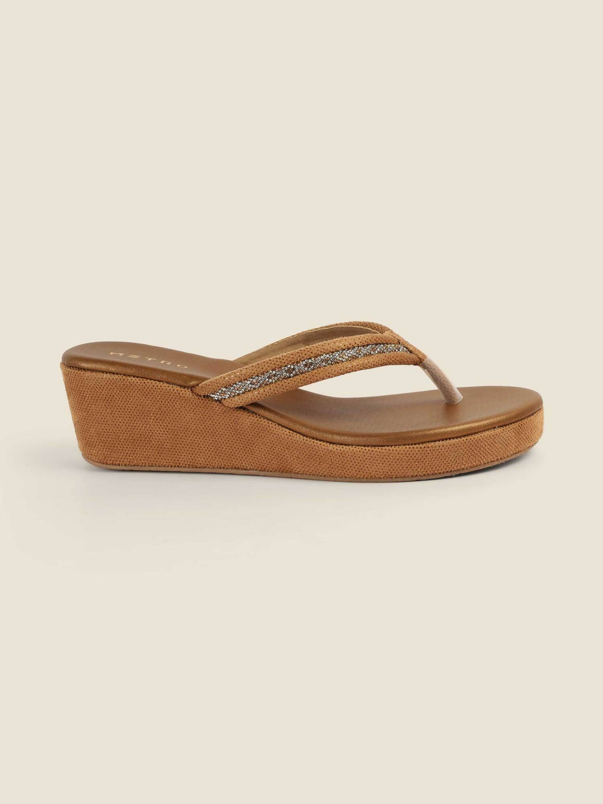 Brown Synthetic Round Toe Wedges | H78 - view 4