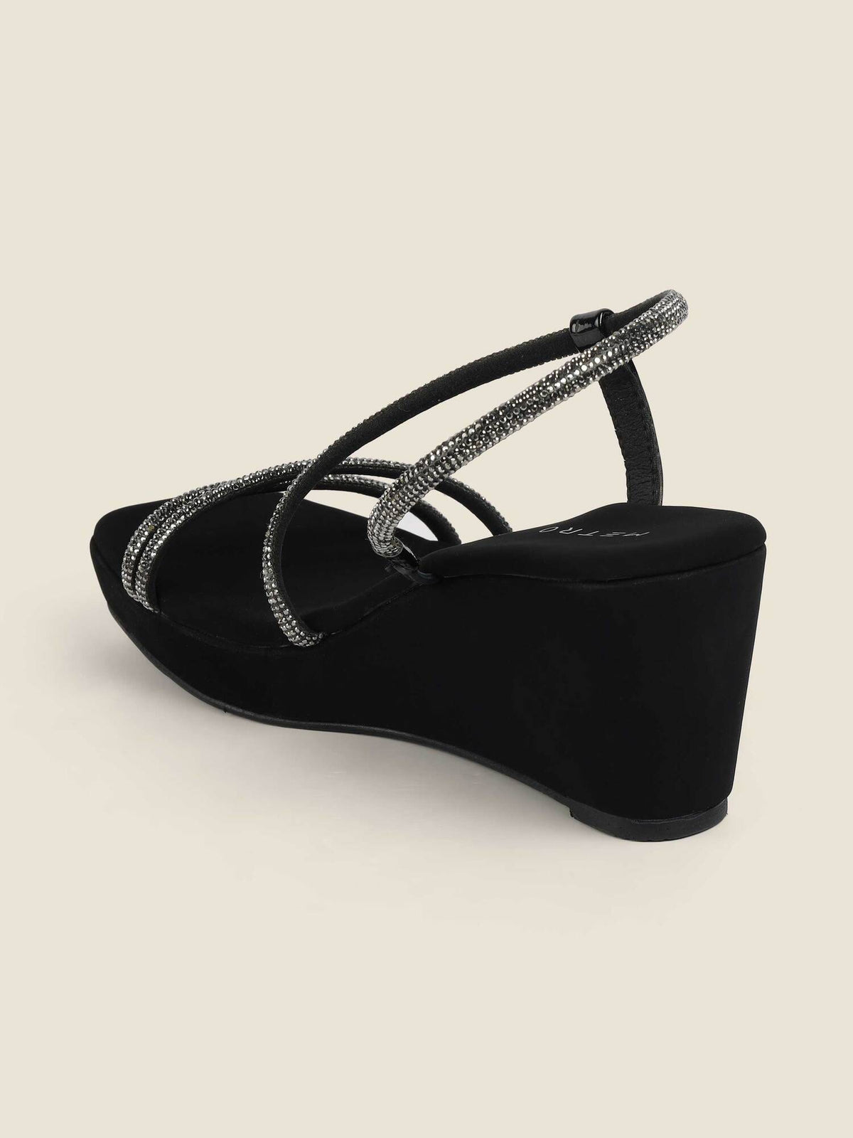 Black Synthetic Square Toe Wedges | H78 - view 2