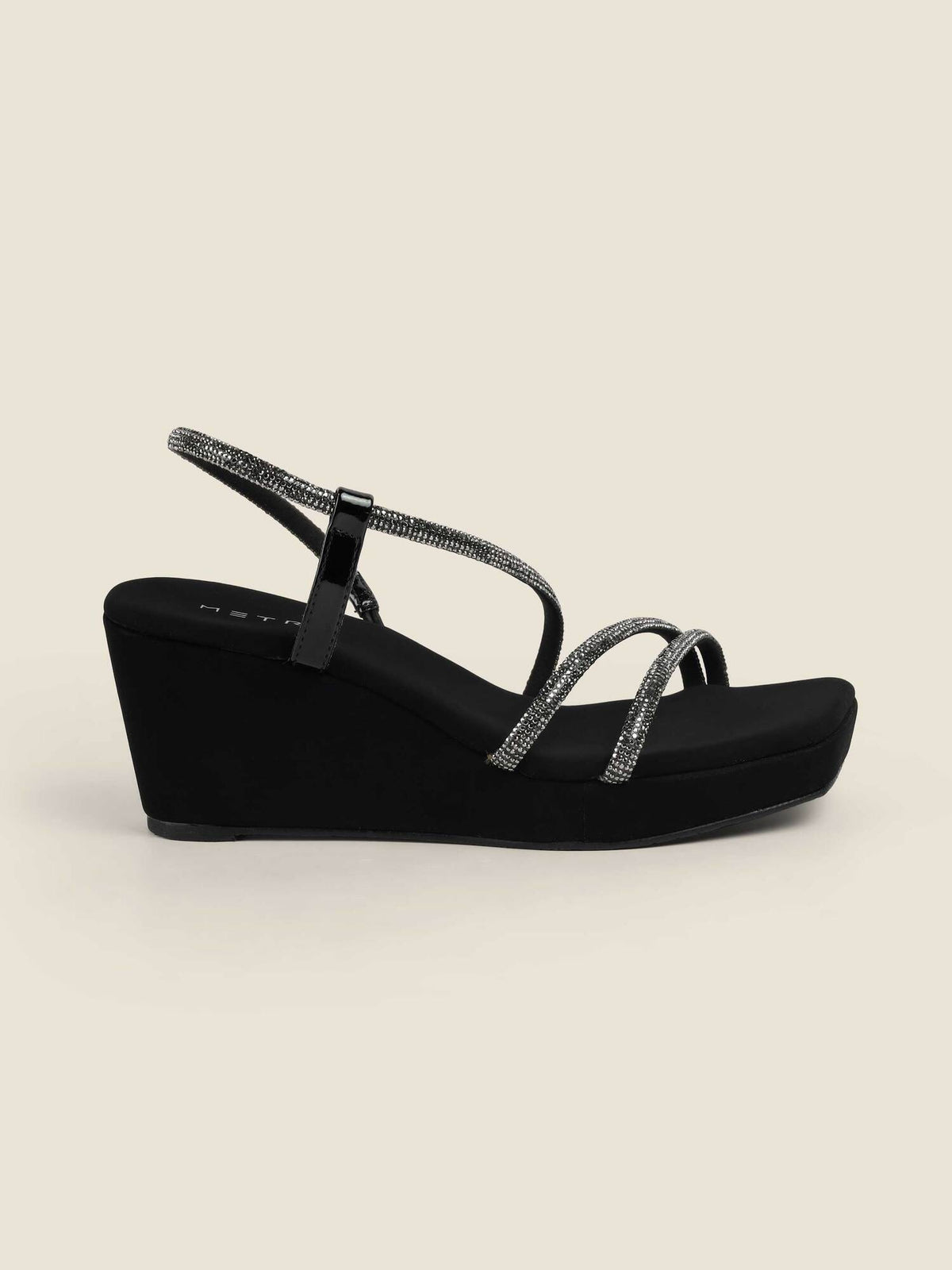 Black Synthetic Square Toe Wedges | H78 - view 4