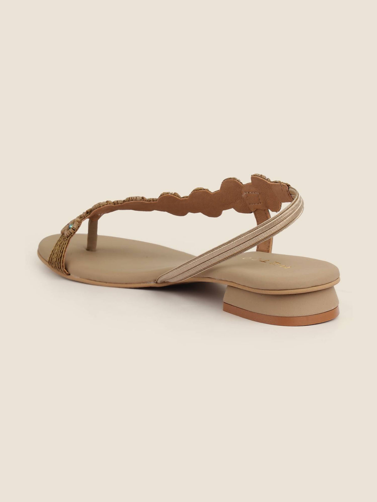 Brown Synthetic Round Toe Flats | F61 - view 2