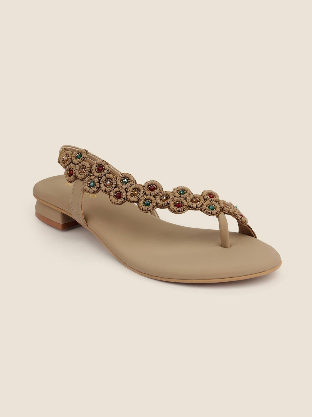 Brown Synthetic Round Toe Flats | F61 - view 3
