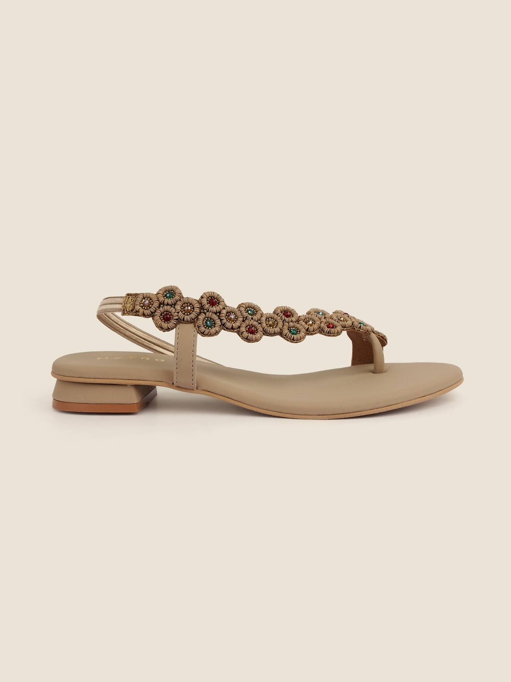 Brown Synthetic Round Toe Flats | F61 - view 4