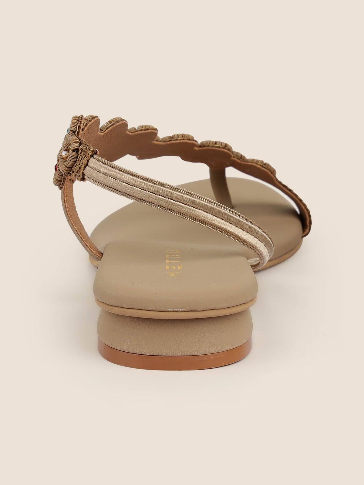 Brown Synthetic Round Toe Flats | F61 - view 5