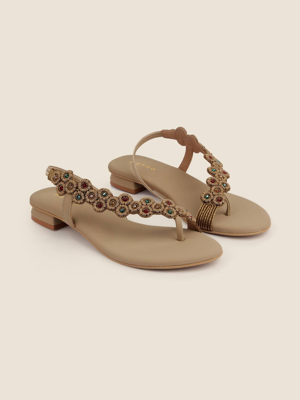 Brown Synthetic Round Toe Flats | F61 - view 8