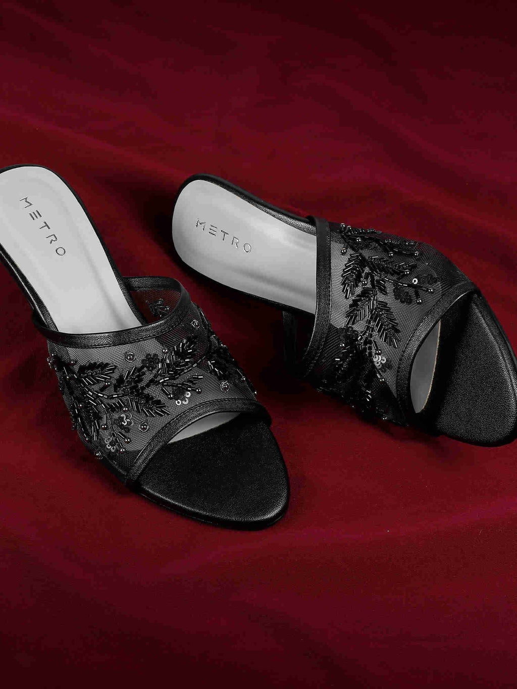 Black Synthetic Round Toe Heels | H78 - view 1
