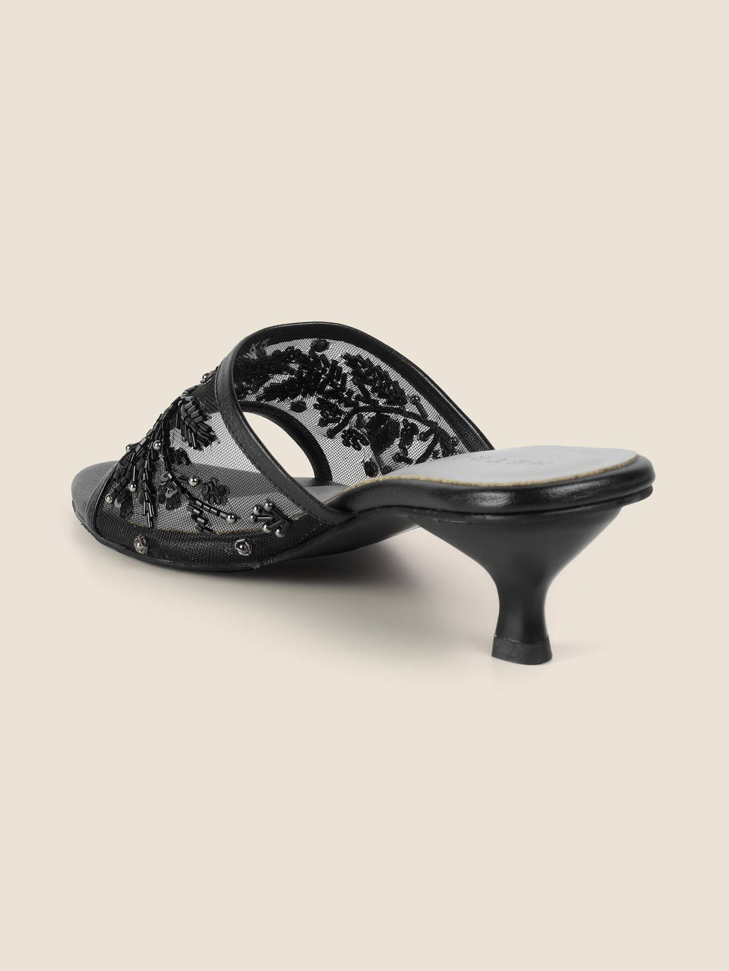 Black Synthetic Round Toe Heels | H78 - view 2