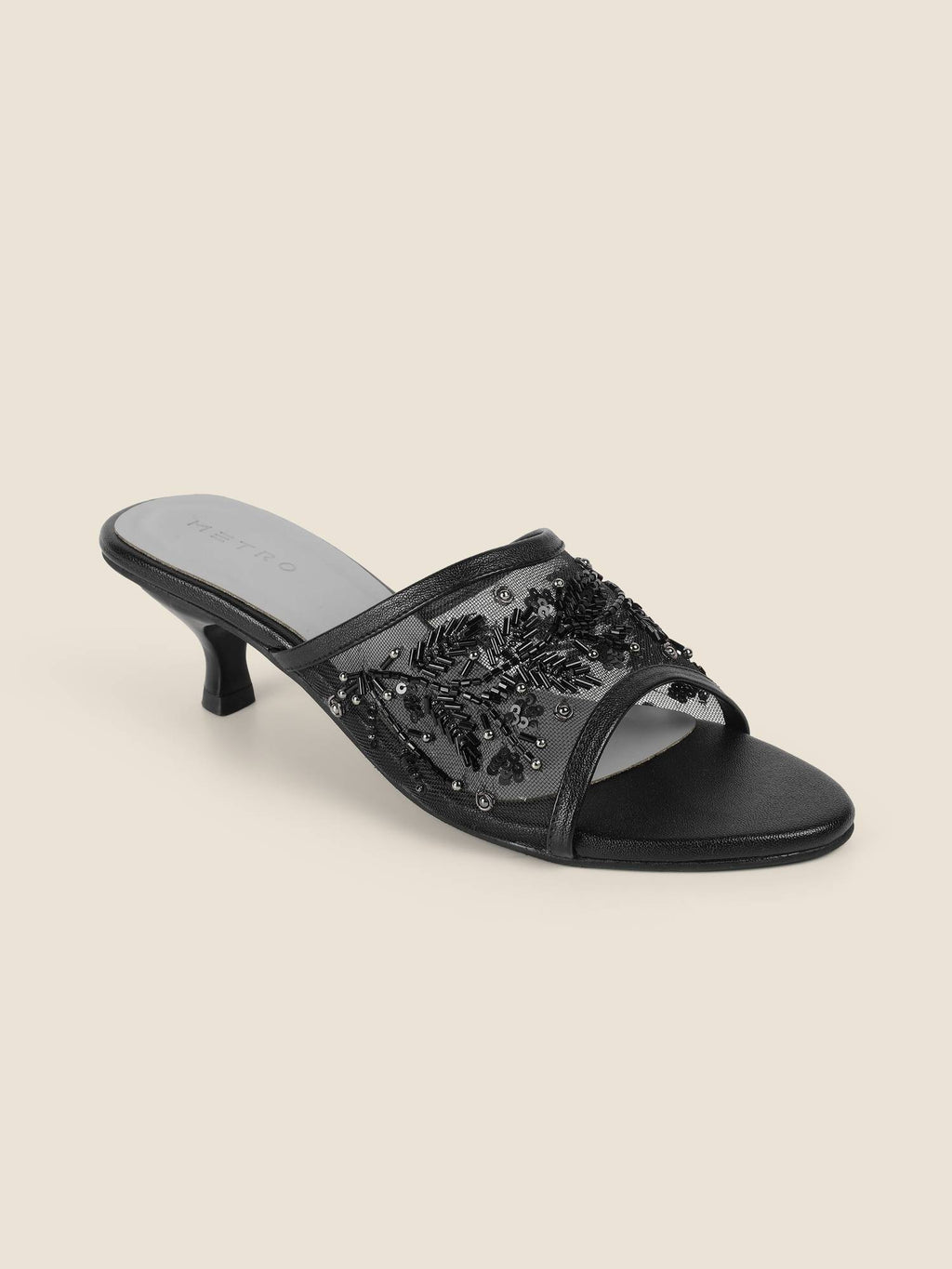 Black Synthetic Round Toe Heels | H78 - view 3