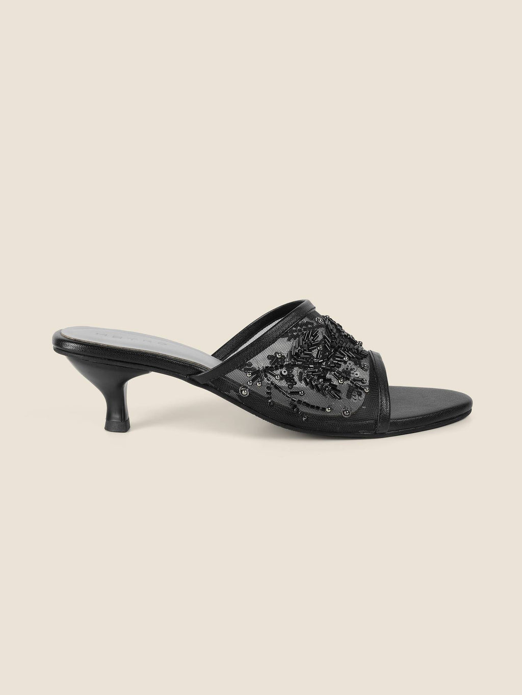 Black Synthetic Round Toe Heels | H78 - view 4