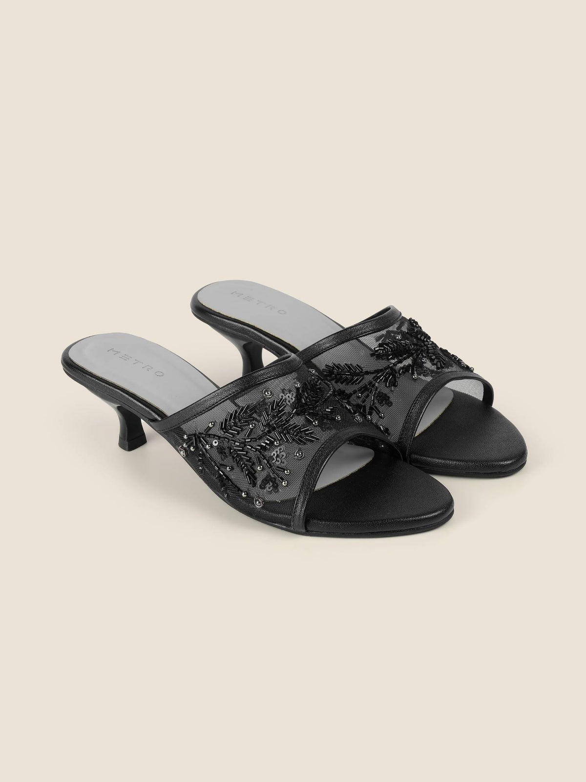 Black Synthetic Round Toe Heels | H78 - view 8