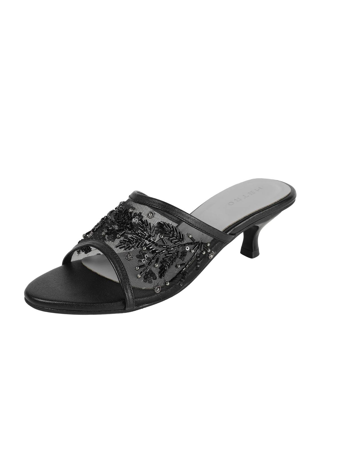 Black Synthetic Round Toe Heels | H78 - view 9