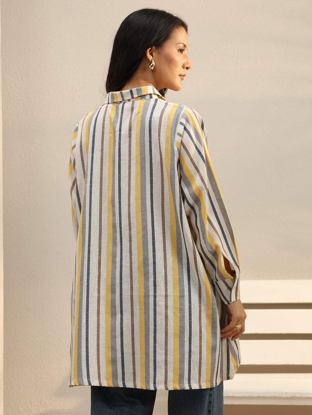Libas Multi Coloured Striped Printed Cotton Blend Shirt
