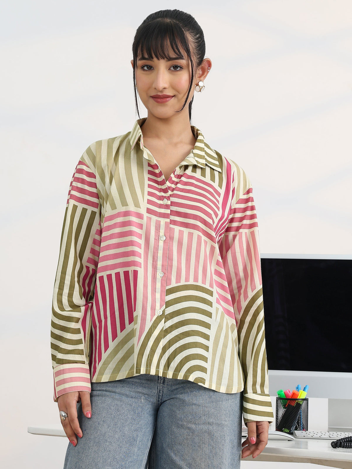 Libas Multi Printed Cotton Straight Shirt