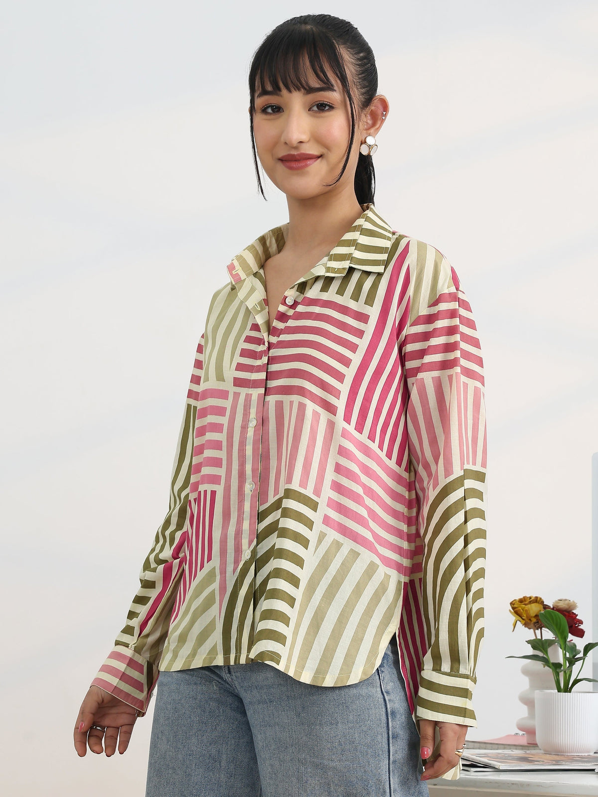 Libas Multi Printed Cotton Straight Shirt