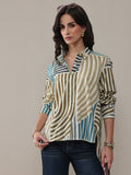 Libas Multi Coloured Striped Printed Cotton Shirt