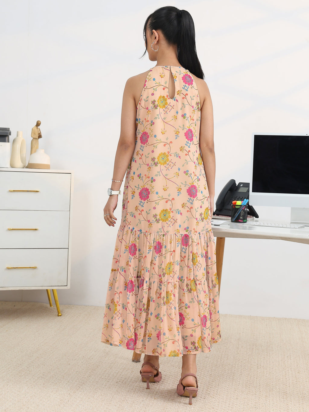 Libas Multi Printed Georgette A-line One Piece Dress